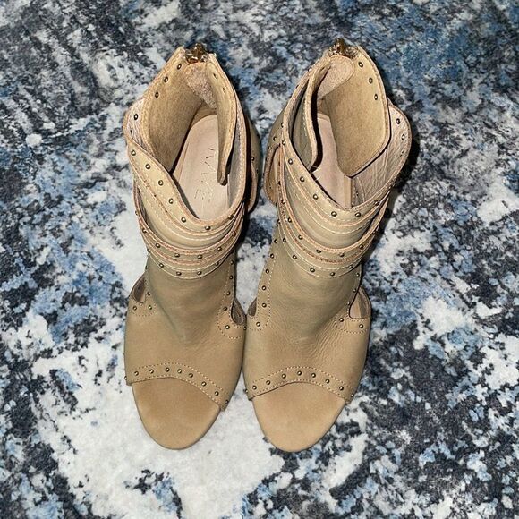 Tan Raye 'Matty' Studded Cutout Sandal - 7 - Picture 4 of 10